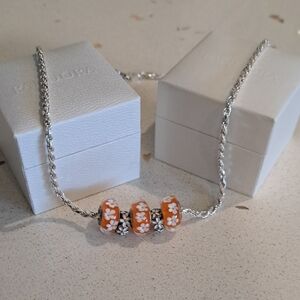 Pandora Charms On Sterling Silver Necklace